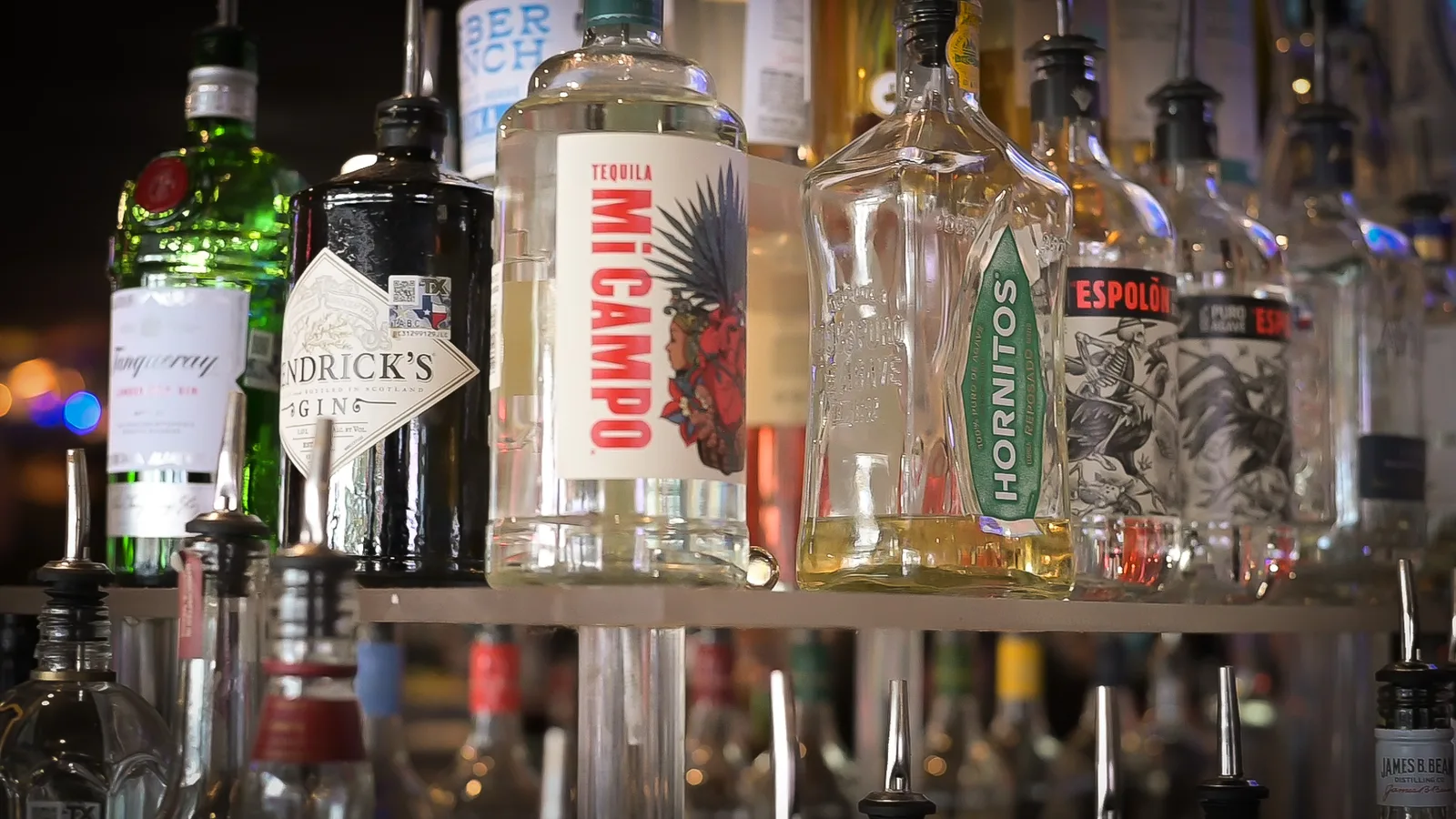 liquor bottles at Chill Bar & Grill in Lewisville, TX