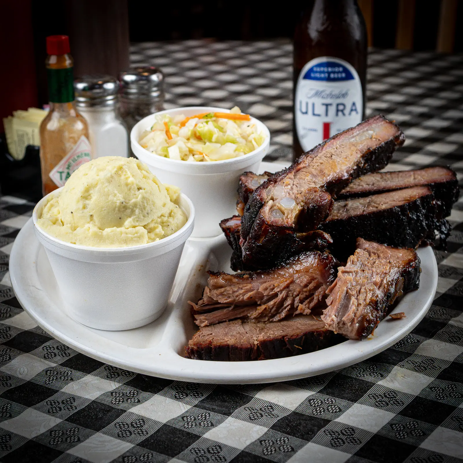 Two meat plate with two sides at Sammies Bar-B-Q in Fort Worth, TX