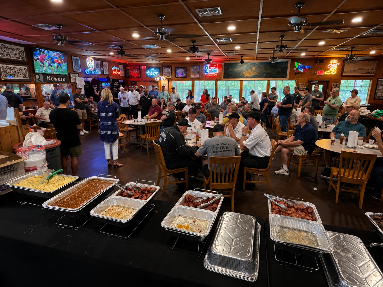 Sammies BBQ catering spread at a private event