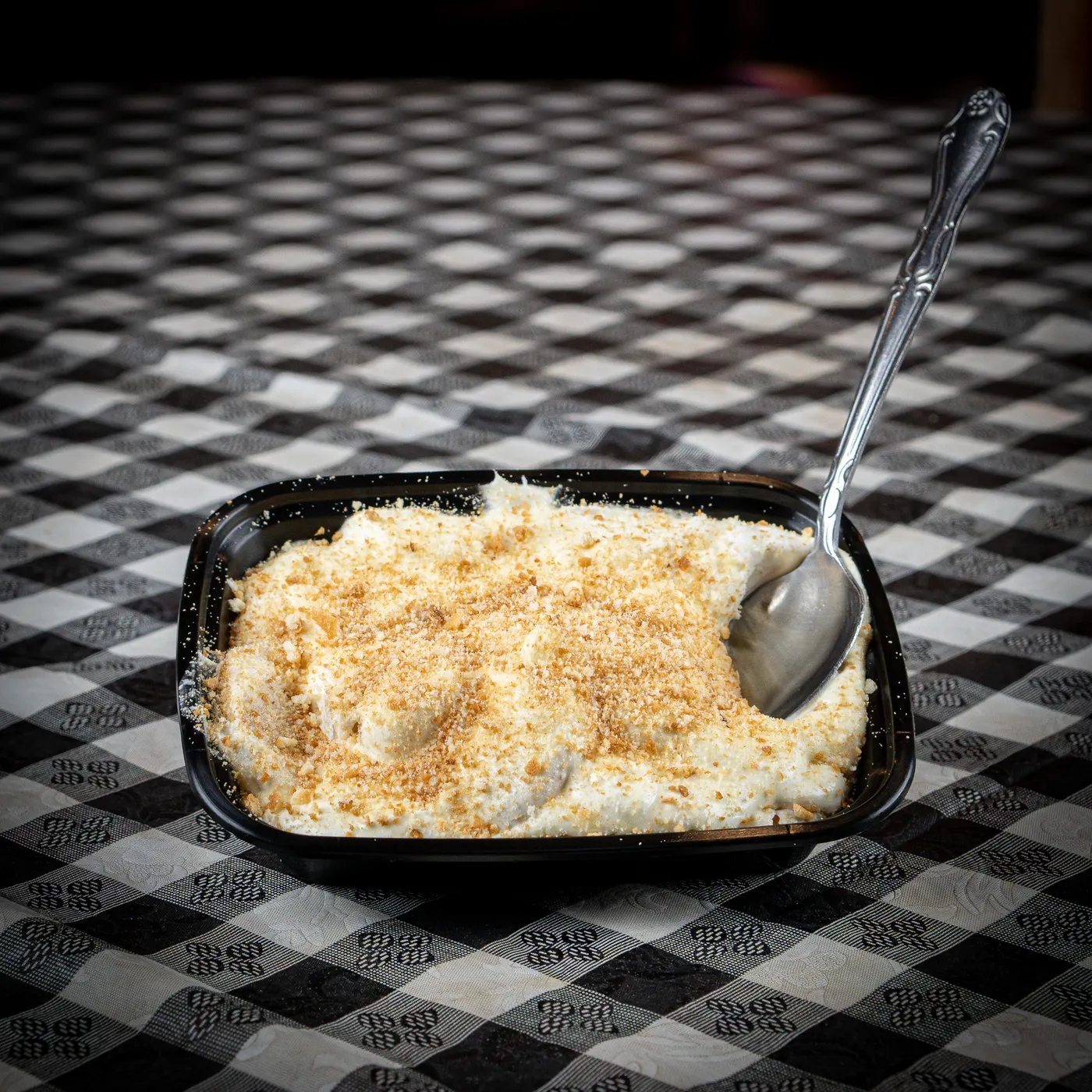 Banana pudding topped with crushed vanilla wafers