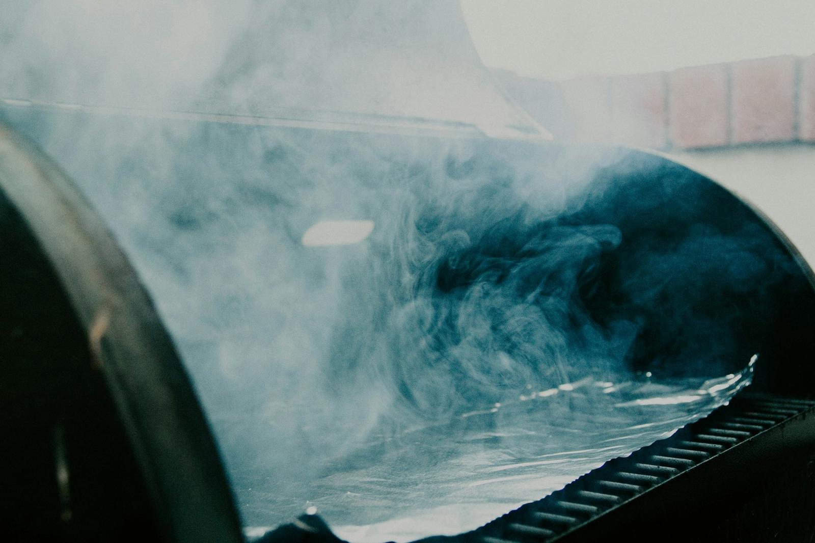 Smoke rising from the pit at Sammies BBQ