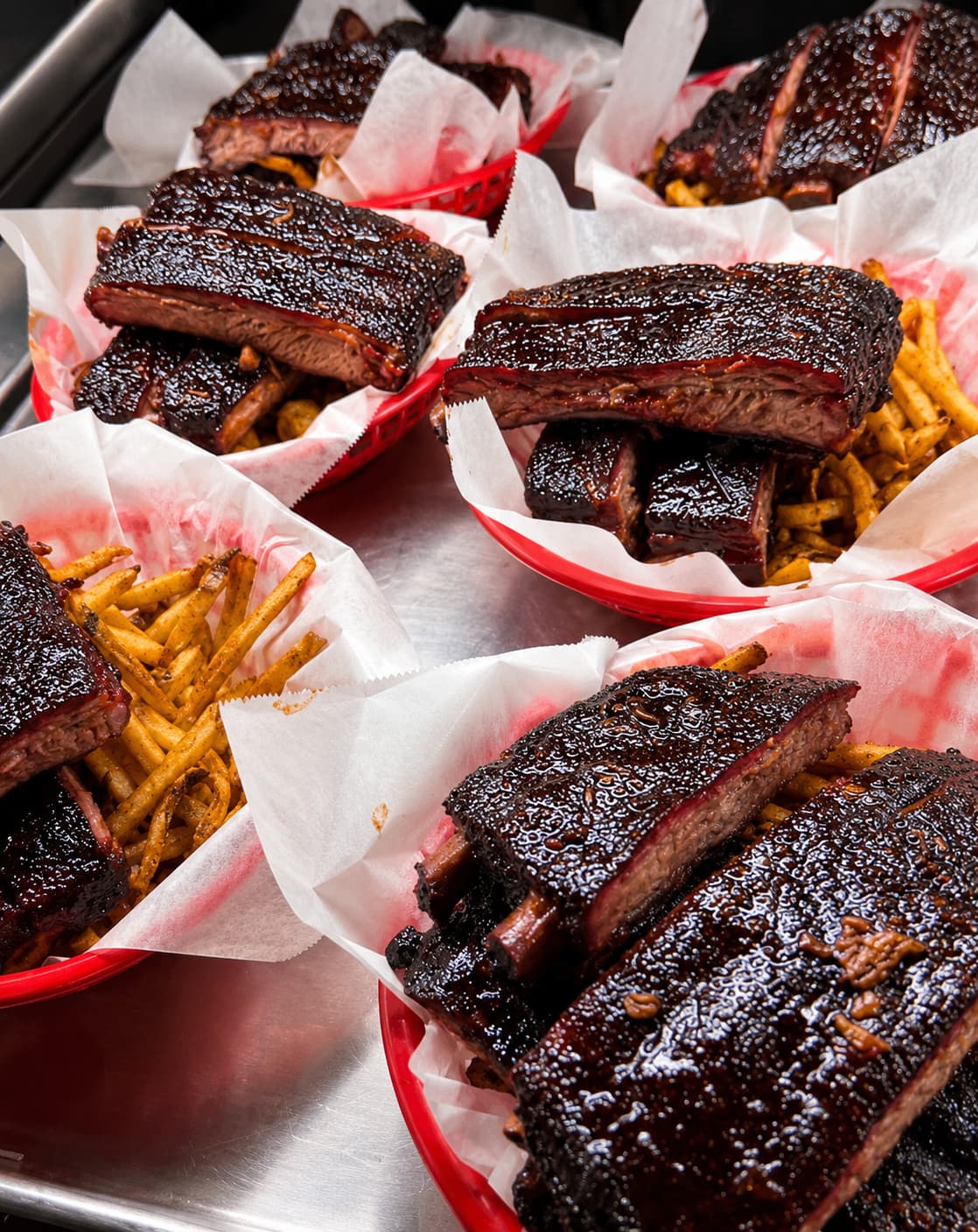 Rib baskets with fries at Sammies BBQ